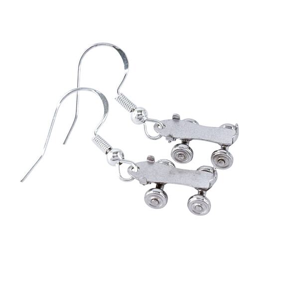 Estate JMF Sterling Silver 925 Roller Skate Dangle Earrings - Picture 6 of 10